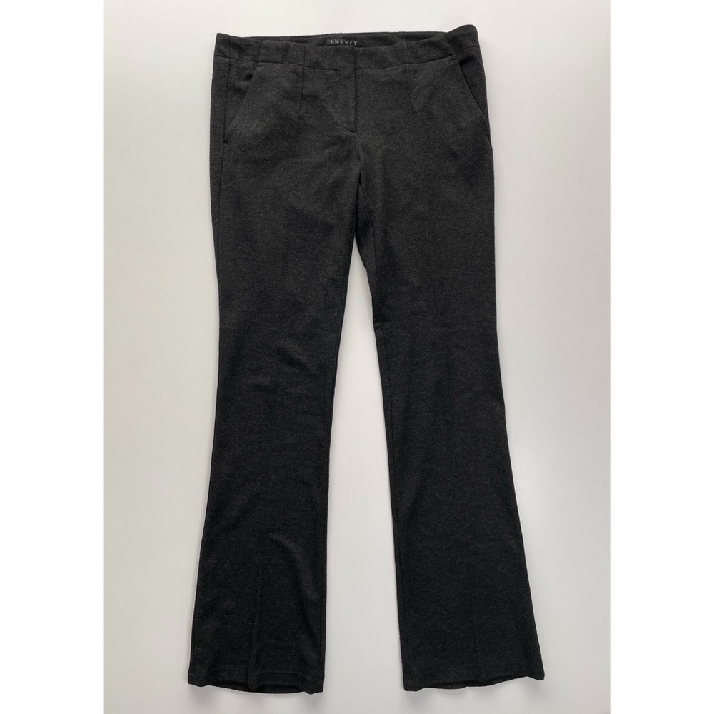 THEORY Dress Pants Womens 10 Flared Leg Gray Career Trouser Stretch Made in USA